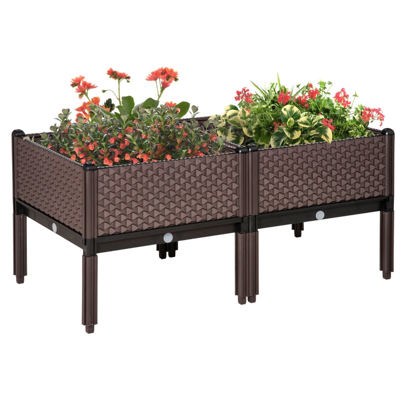 Set Of 2 Raised Garden Bed Elevated Planter Box