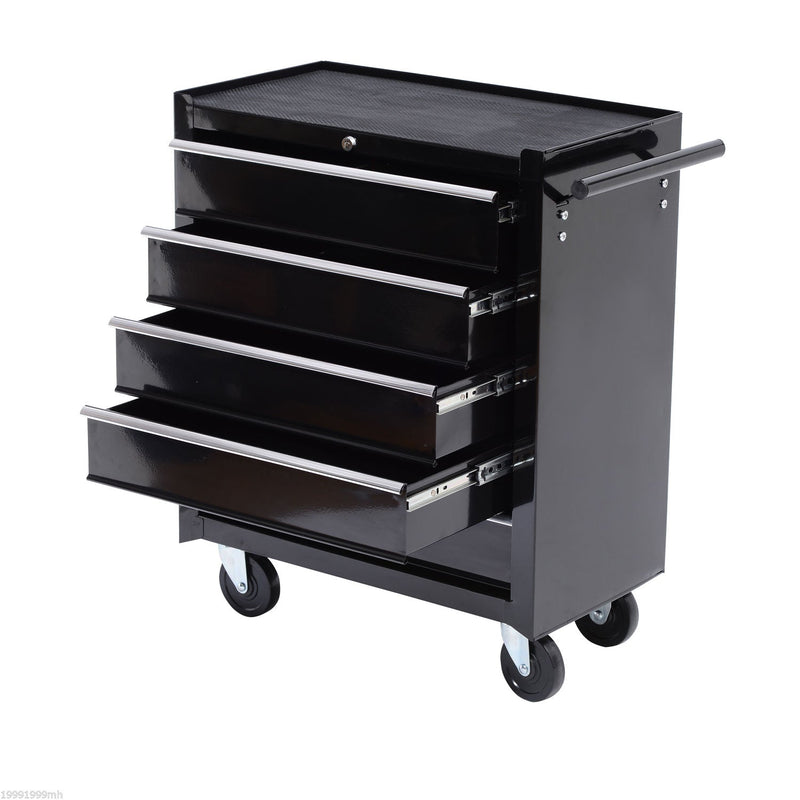 HOMCOM Cold Rolled Steel 5-Drawer Rolling Tool Storage Cabinet Tool Chest Black