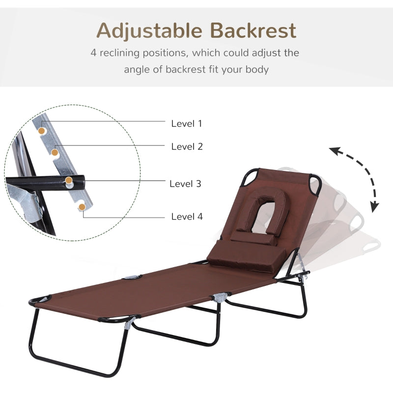 Foldable Lounger Reclining Chair -Brown