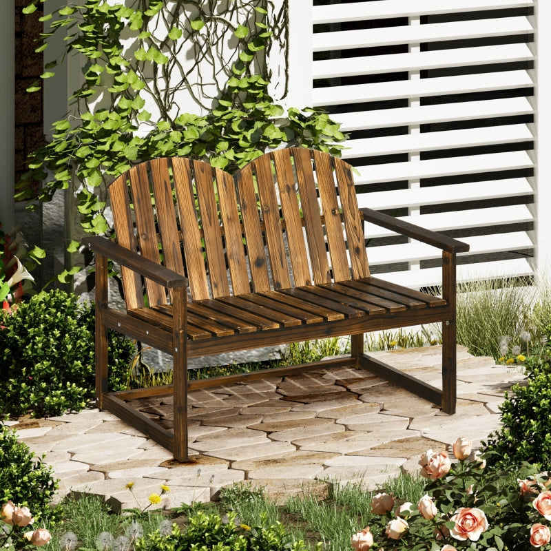 Outdoor Wooden Garden Bench- Carbonised Finish