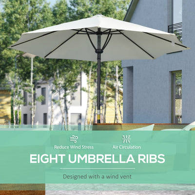 Outsunny Garden Parasol Umbrella, Outdoor Market Table Umbrella Sun Shade Canopy with 8 Ribs, Cream