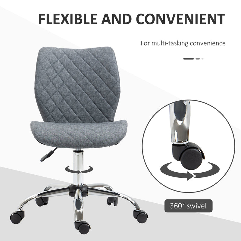 Vinsetto Mid Back Office Task Chair 360° Swivel Height Adjustable Home Office Linen Fabric Grey