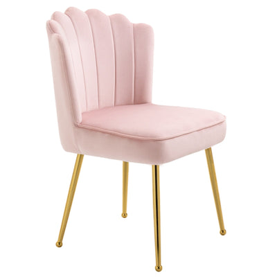 Velvet-Feel Shell Luxe Accent Chair ,Pink