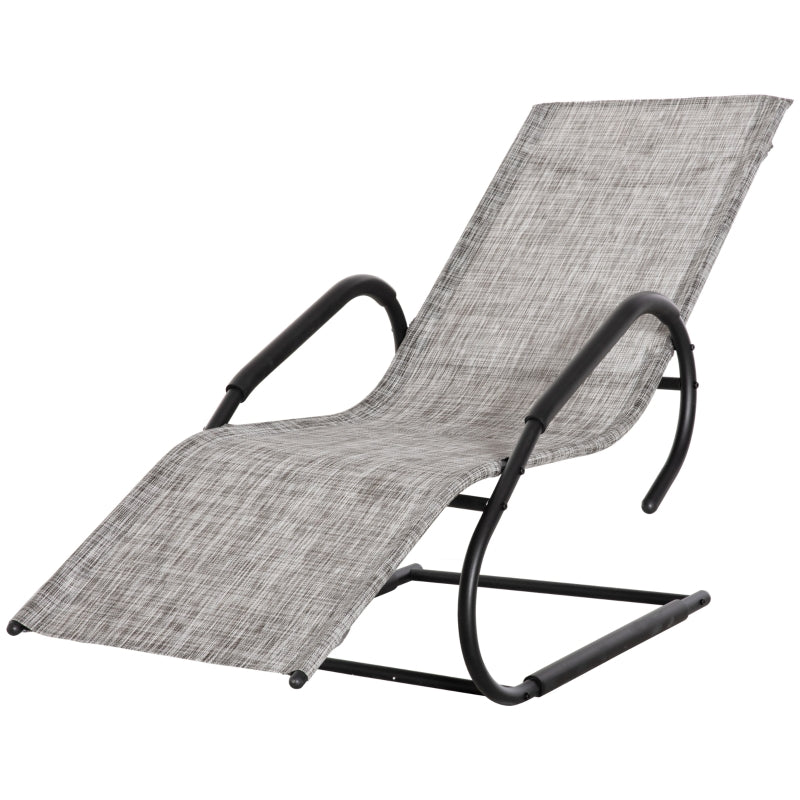 Outdoor Lounger With Headrest- Grey