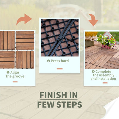 27 Pcs Solid Wood Interlocking Decking Tiles