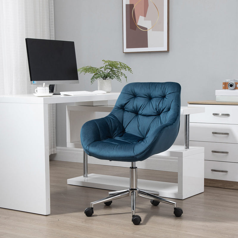 Velvet Home Office Chair Comfy Desk Chair with Adjustable Height & Arm Support Blue