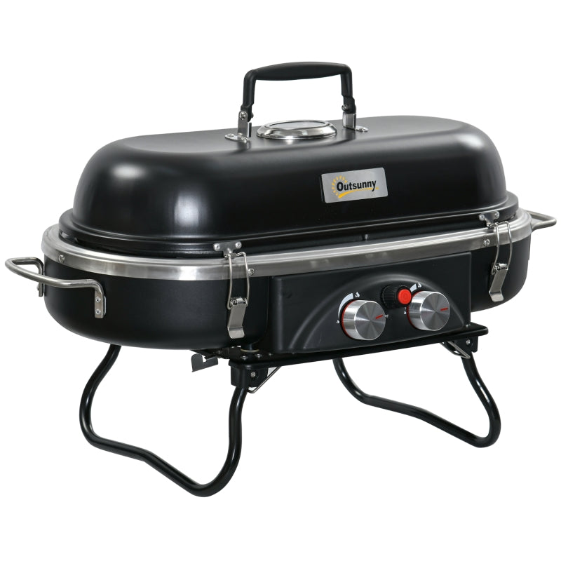 Foldable Gas BBQ Grill 2 Burner Table Top Barbecue