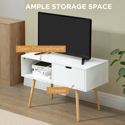 Boxy TV Stand, With Storage - White