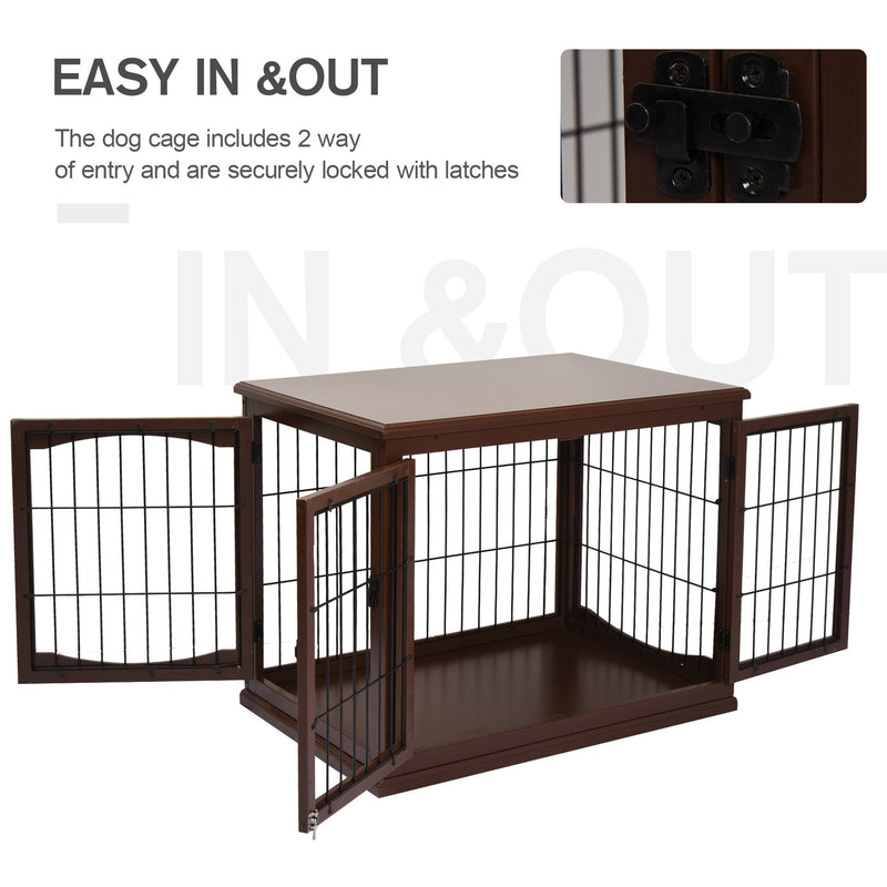 Small Dogs 3-Door MDF Indoor Cage Brown