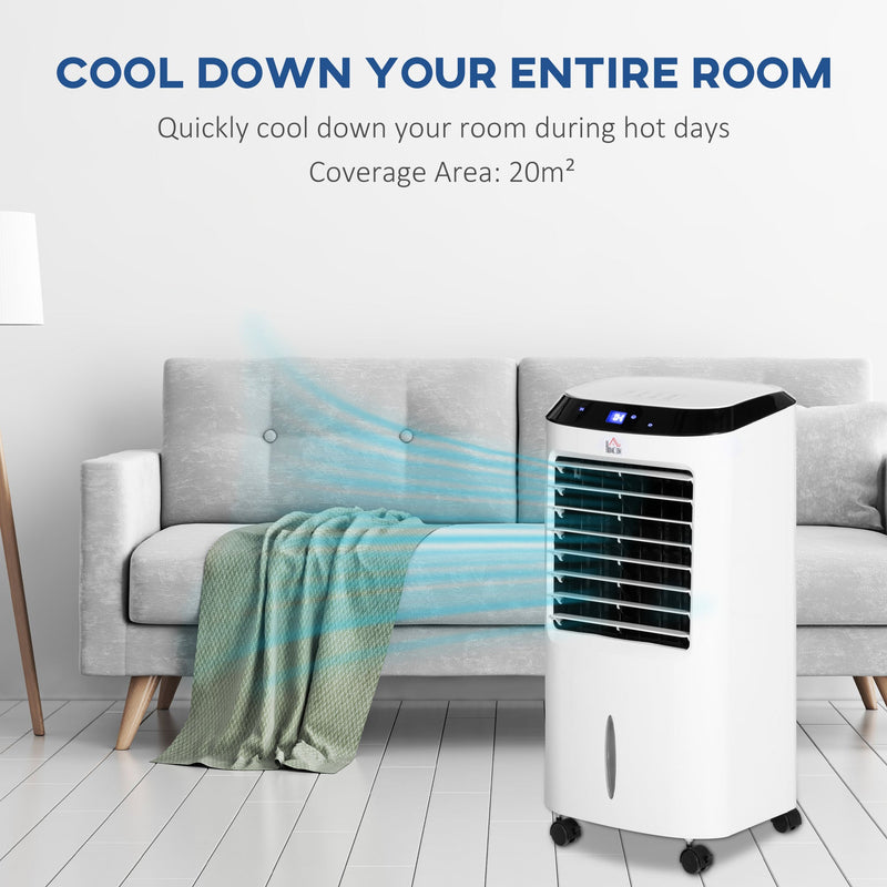 HOMCOM Portable Air Cooler, Evaporative Anion Ice Cooling Fan Water Conditioner Humidifier Unit w/3 Speed, Remote Controller, Timer for Home Bedroom