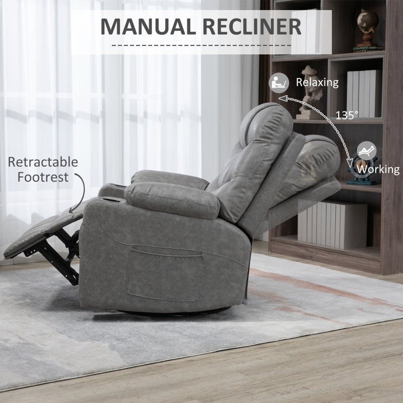 Faux Leather Reclining Armchair - Grey