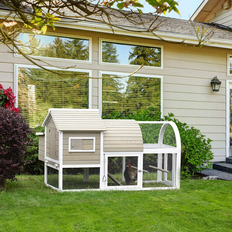 Wooden Chicken Coop Outdoor Hen House, Removable Tray Nesting Box Grey