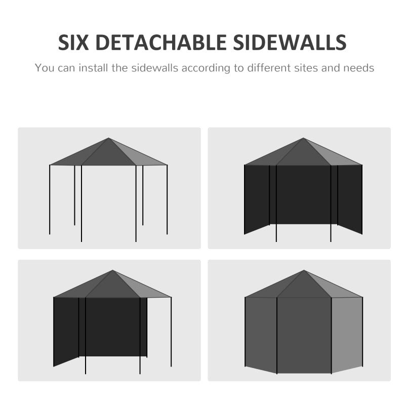 Hexagonal Gazebo Canopy Party Tent - Black