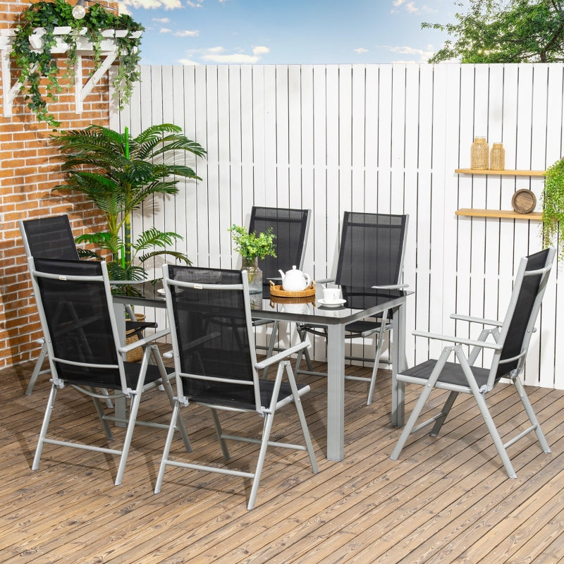 7 Piece Garden Dining Set include Outdoor Table- Black