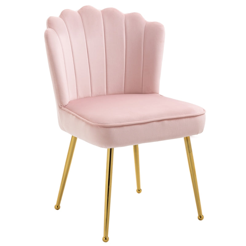 Velvet-Feel Shell Luxe Accent Chair ,Pink