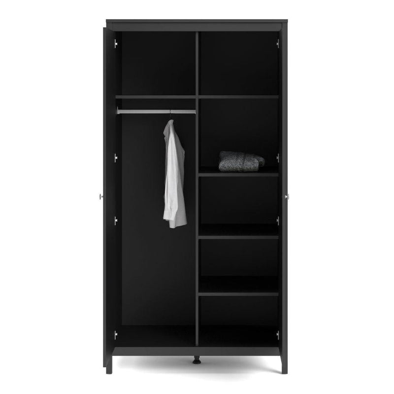 Madrid Wardrobe With 2 Doors In Matt Black