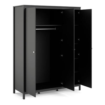 Madrid Wardrobe With 3 Doors In Matt Black