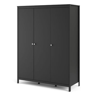 Madrid Wardrobe With 3 Doors In Matt Black