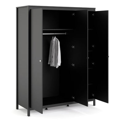 Madrid Wardrobe With 3 Doors In Matt Black