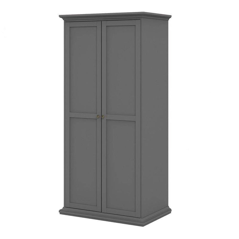 Paris Wardrobe with 2 Doors in Matt Grey