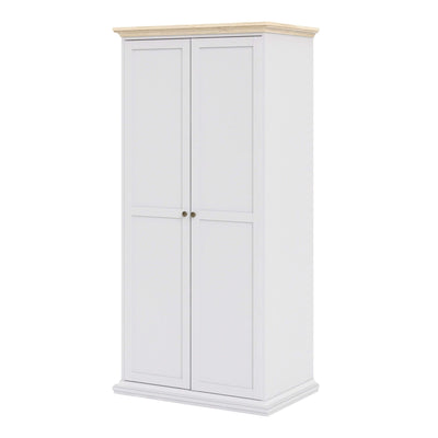 Paris Wardrobe with 2 Doors in White and Oak