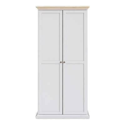 Paris Wardrobe with 2 Doors in White and Oak