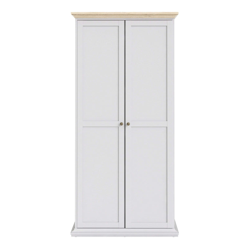 Paris Wardrobe with 2 Doors in White and Oak