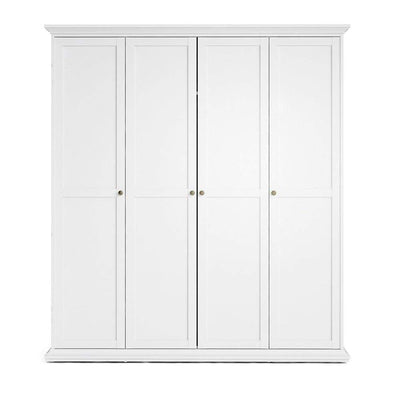 Paris Wardrobe with 4 Doors in White