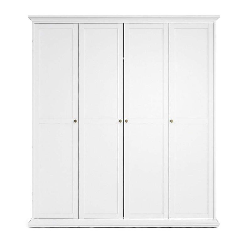 Paris Wardrobe with 4 Doors in White