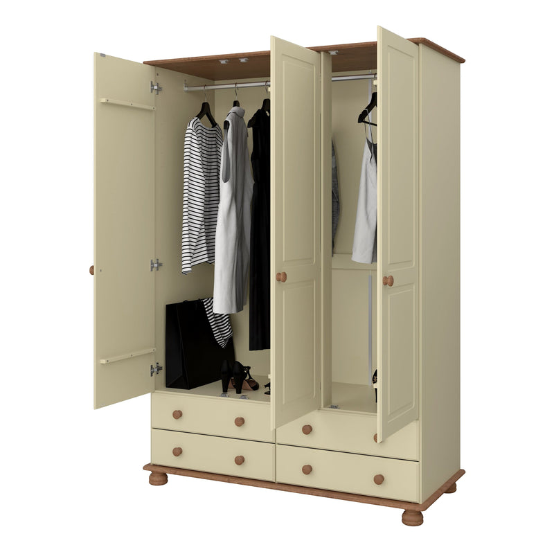 Richmond 3 Dr 4 Drw Wardrobe Cream & Pine