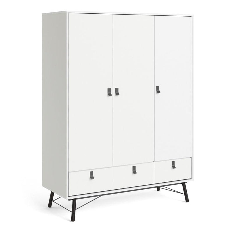 Ry Wardrobe 3 Doors + 3 Drawers In Matt White