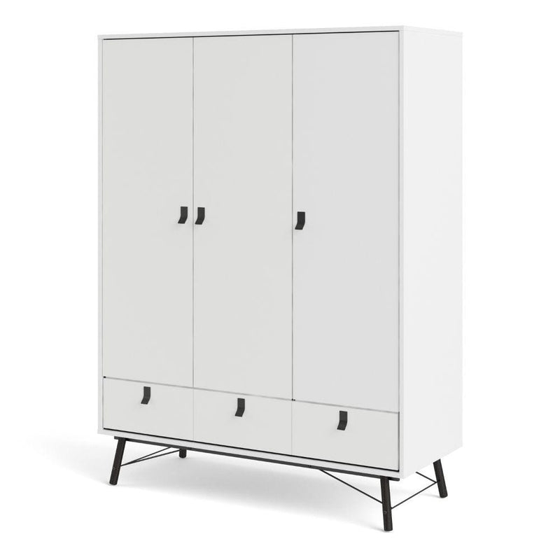 Ry Wardrobe 3 Doors + 3 Drawers In Matt White