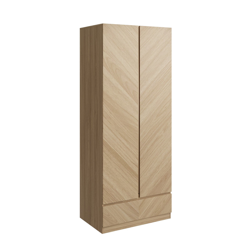 Catania 2 Door 1 Drawer Wardrobe Euro Oak