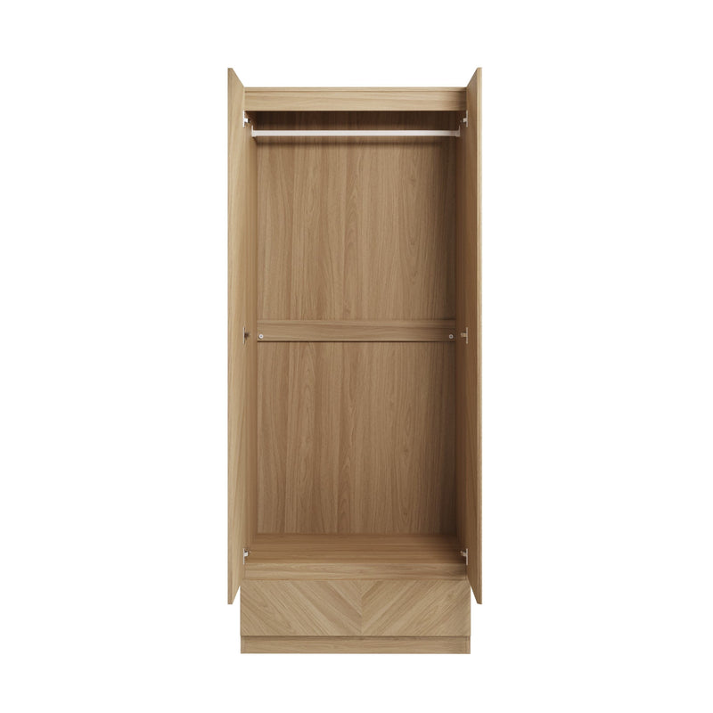 Catania 2 Door 1 Drawer Wardrobe Euro Oak