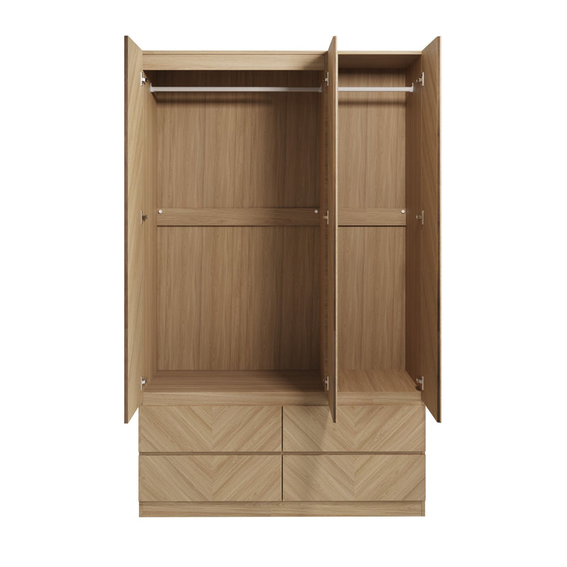 Catania 3 Door 4 Drawer Wardrobe Euro Oak