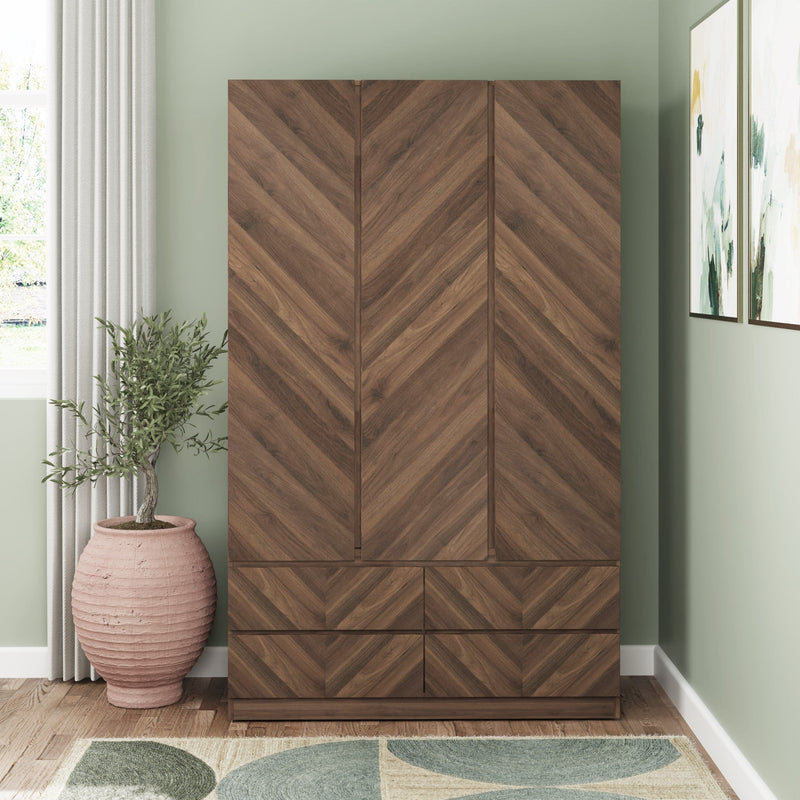 Catania 3 Door 4 Drawer Wardrobe Royal Walnut