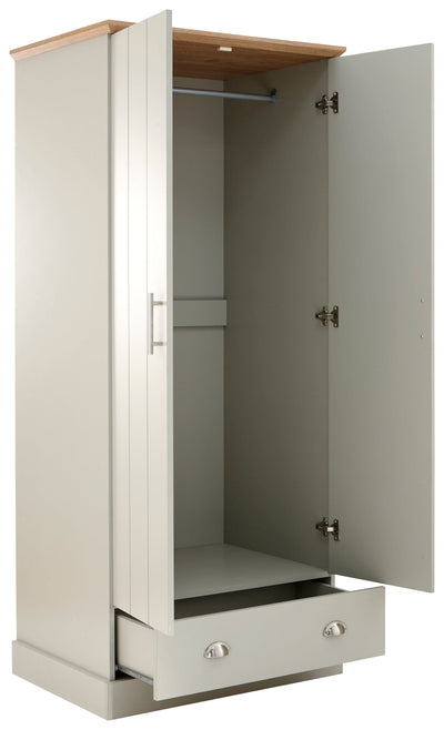 Kendal 2 Door 1 Drawer Wardrobe Grey