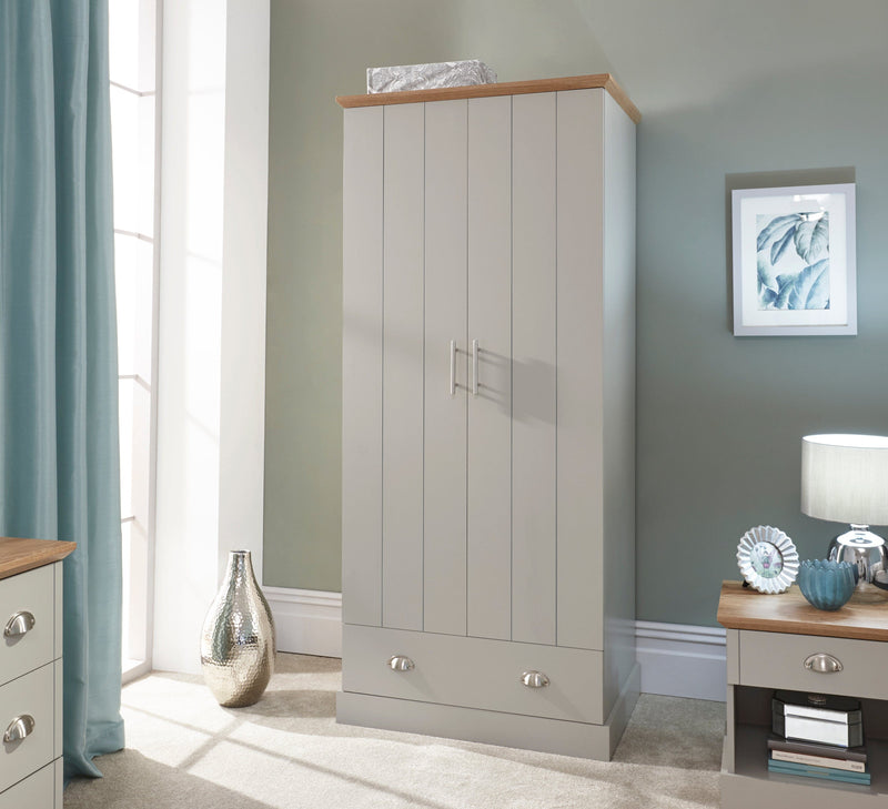 Kendal 2 Door 1 Drawer Wardrobe Grey