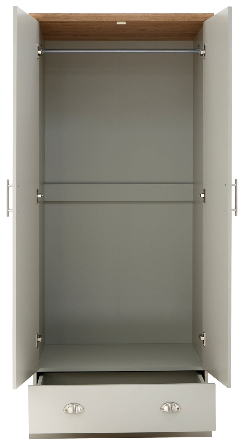 Kendal 2 Door 1 Drawer Wardrobe Grey