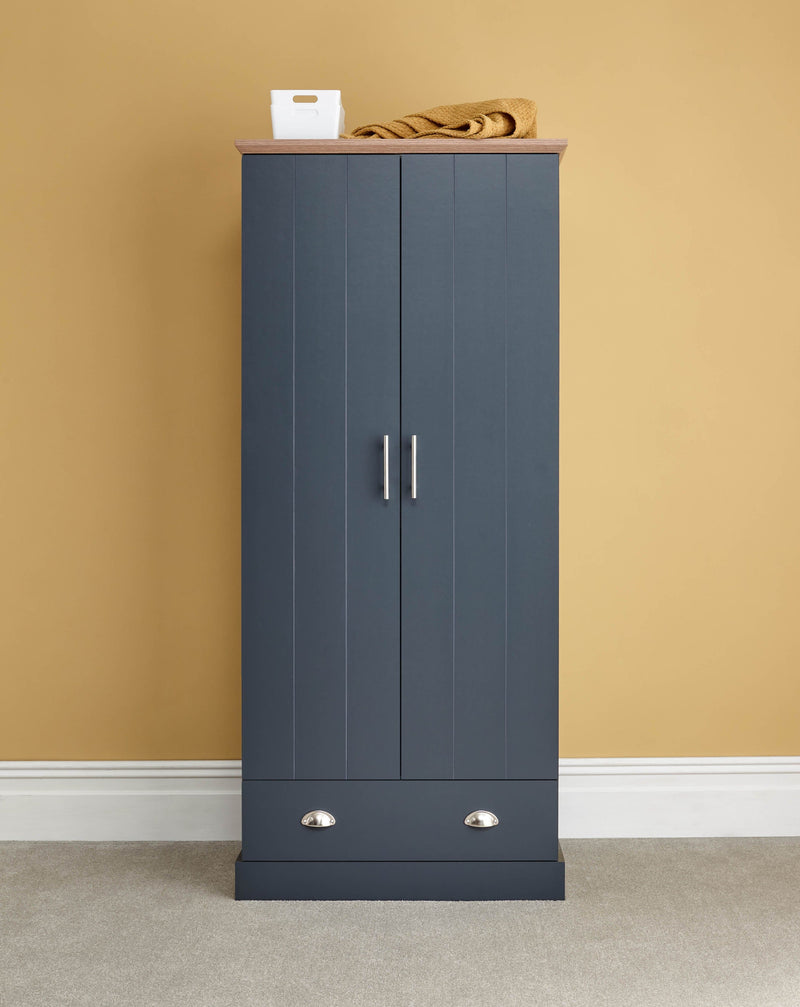 Kendal 2 Door 1 Drawer Wardrobe Slate Blue