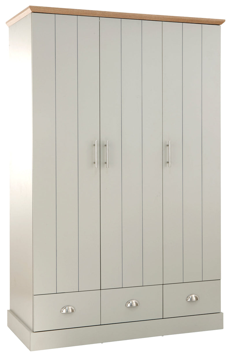 Kendal 3 Door 3 Drawer Wardrobe Grey