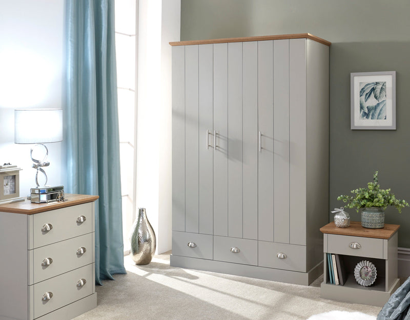 Kendal 3 Door 3 Drawer Wardrobe Grey