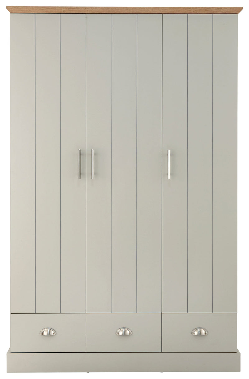 Kendal 3 Door 3 Drawer Wardrobe Grey