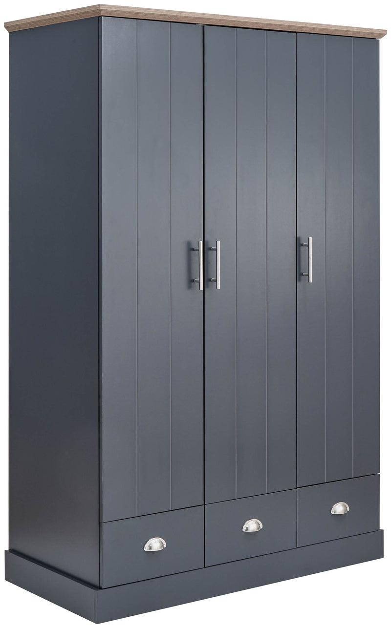 Kendal 3 Door 3 Drawer Wardrobe Slate Blue