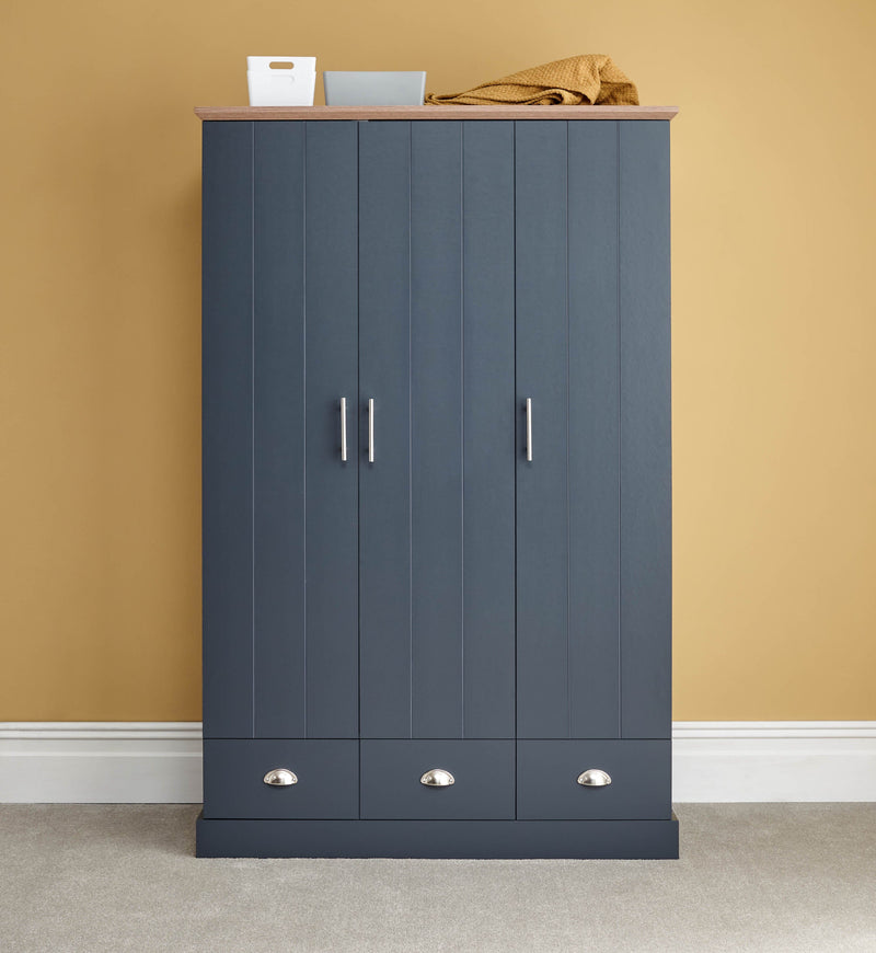 Kendal 3 Door 3 Drawer Wardrobe Slate Blue