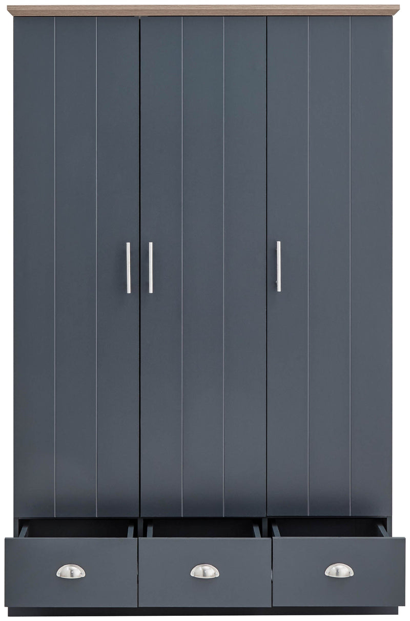 Kendal 3 Door 3 Drawer Wardrobe Slate Blue