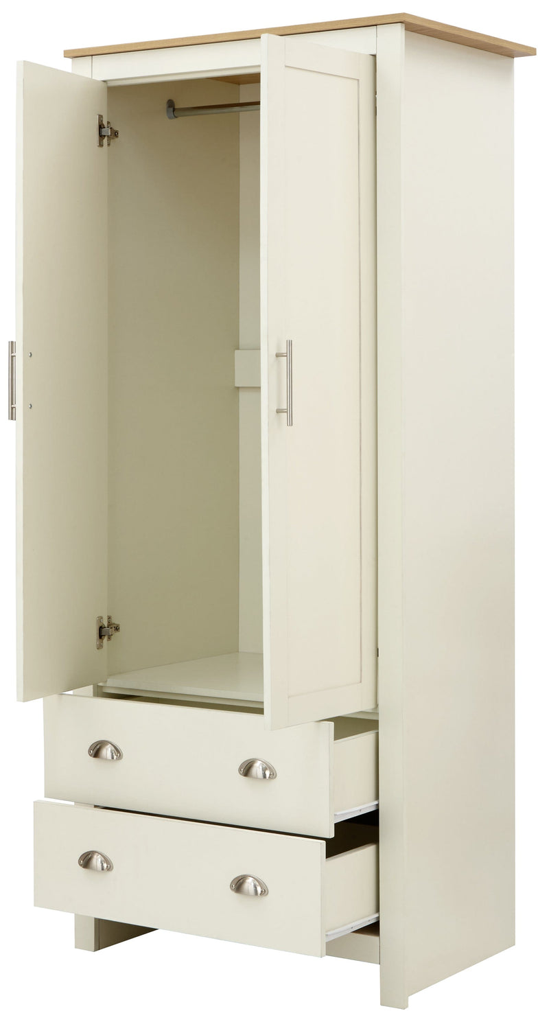 Lancaster 2 Door 2 Drawer Wardrobe Cream