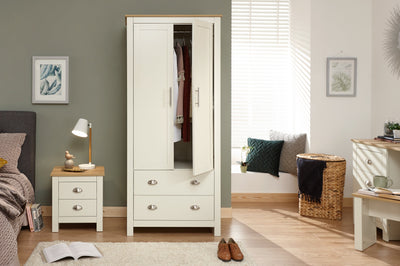 Lancaster 2 Door 2 Drawer Wardrobe Cream