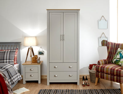 Lancaster 2 Door 2 Drawer Wardrobe Grey