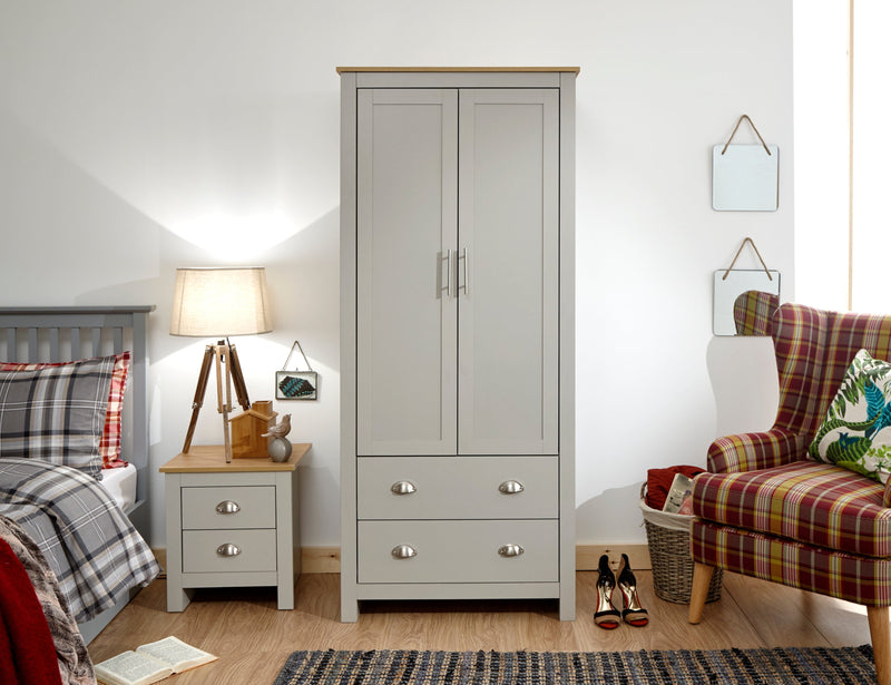 Lancaster 2 Door 2 Drawer Wardrobe Grey